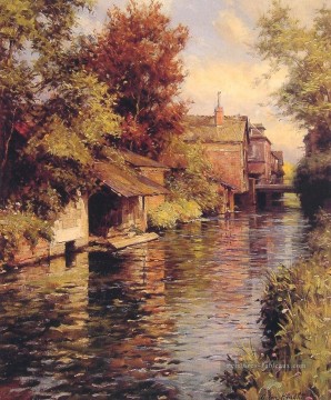  Knight Galerie - Après midi ensoleillé sur le paysage du canal Louis Aston Knight river